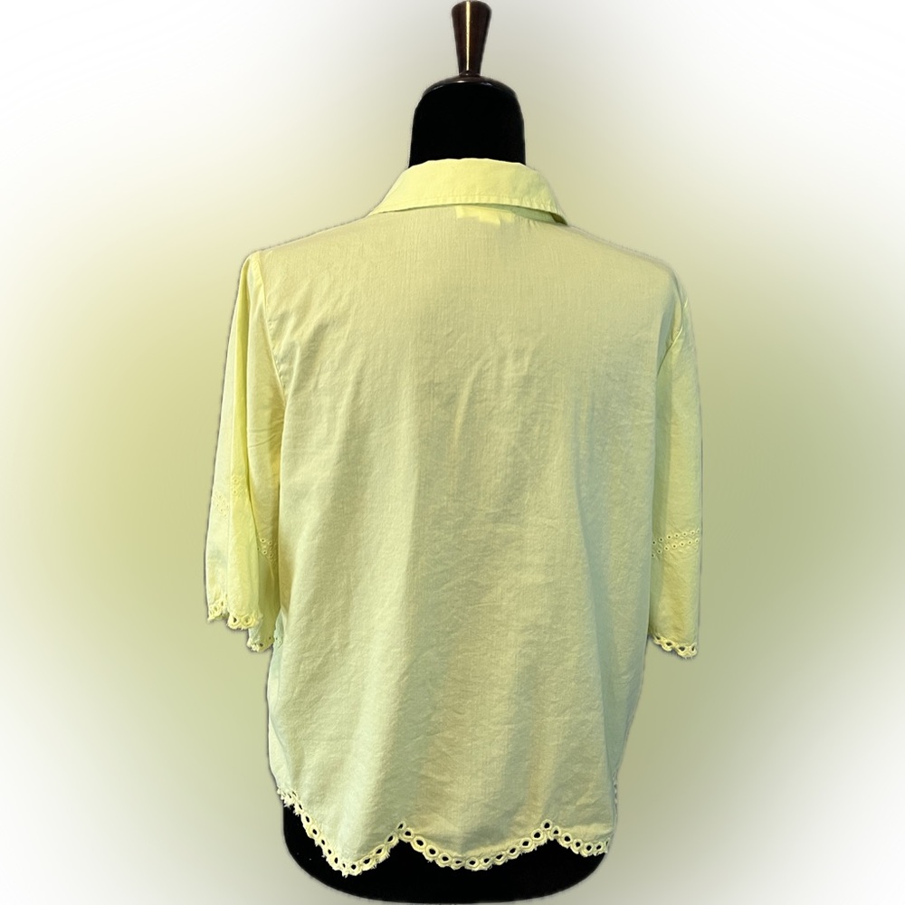 Beachlunchlounge Eyelet Border Acid Yellow Button-up Shirt size S - Picture 4 of 13